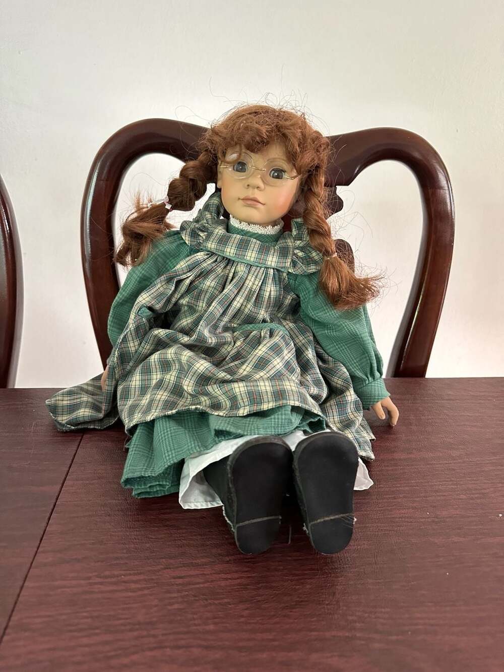 Heidi Ott Faithful Friends Collection "Maggie" Porcelain Doll in Green Plaid Dre